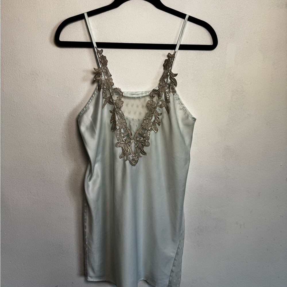 Flora Light Blue Slip Dress with Silver Detail